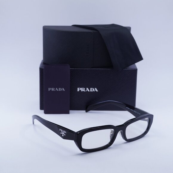 Prada PRB06SF 16K08N Rectangle Sunglasses – Black\Clear Blue Light Filter - Picture 5 of 9